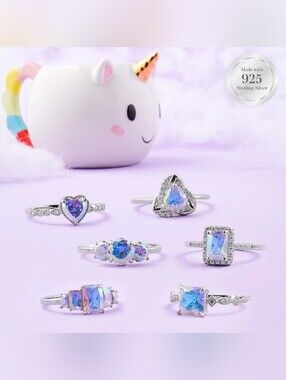 Charmed Aroma Unicorn Mug UNBURNED Aurora Sterling Silver Ring Sz10